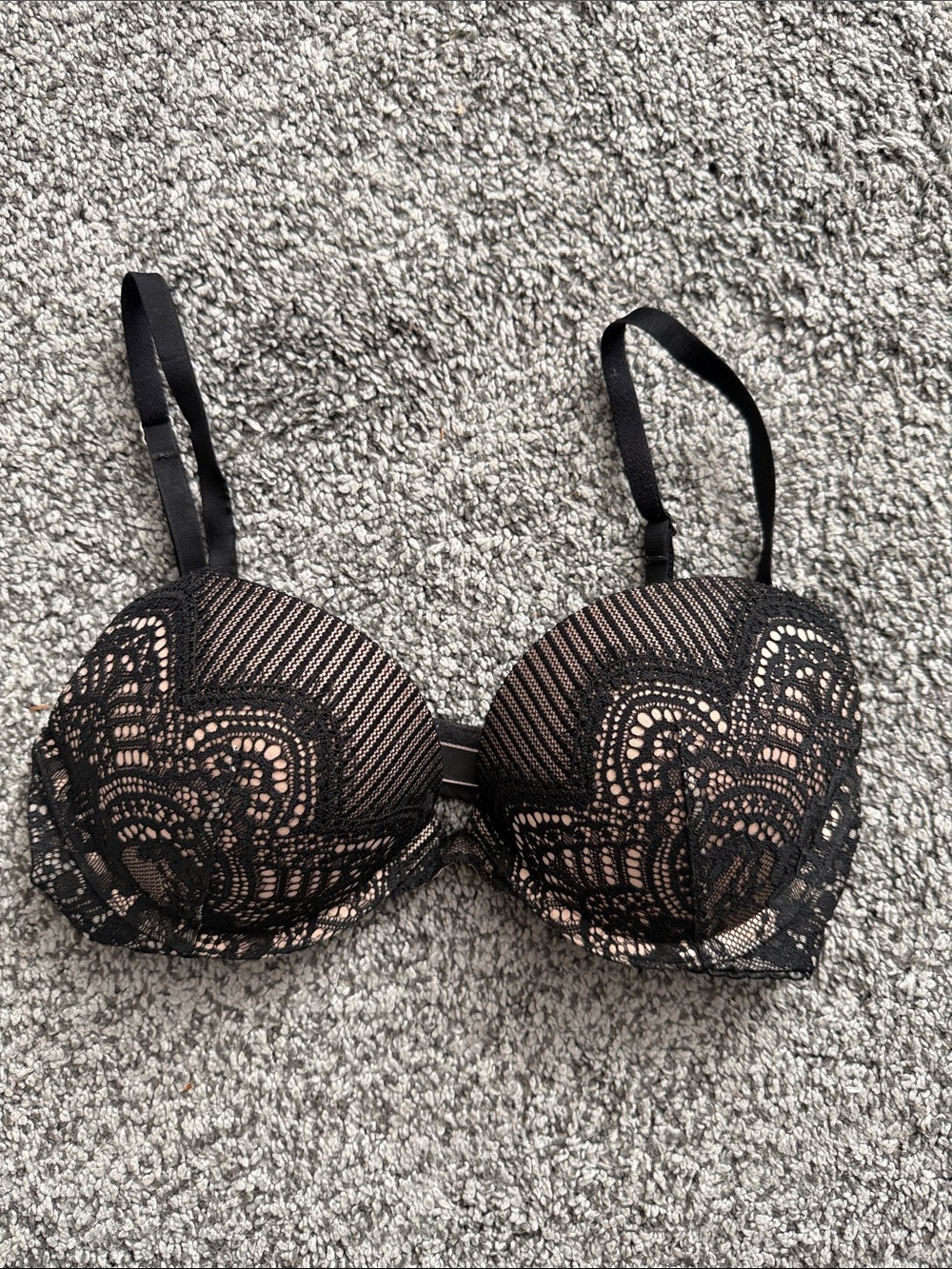 Victoria's Secret Black Lace Bra with Nude Lining